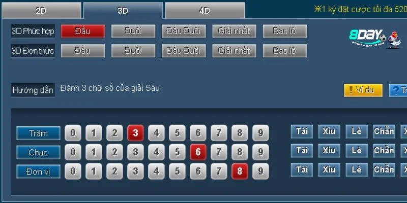 Cách chơi lô 3D có rất nhiều thể thức. 
